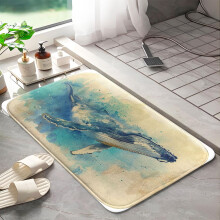 Whale 1190 Non-Slip Memory Foam Bath Rug: Absorbent, Quick-Dry, Machine Washable, Soft & Comfortable - M