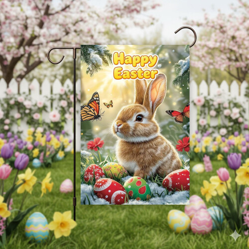 Easter Garden Flag Polyester Hanging Decor 2026