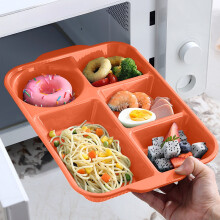 5-Compartment Divided Plastic Tray for Meal Prep