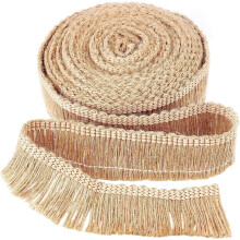 5.5Yds x 1.3" Burlap Fringe Trim, Jute Tassel Lace, Flat Hemp Cord – Compatible with Latin Wedding Dress
