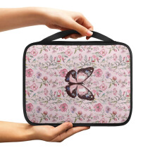 Butterfly Flower Waterproof Bible Case for Women – Large Church Bag with Zippers, Sturdy Carrying Tote, Compatible with Standard Bibles