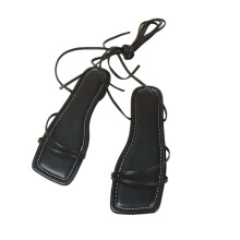 Women's PU leather strappy flat sandals square open toe