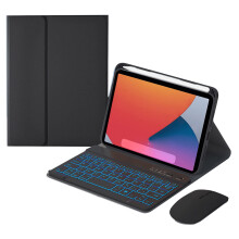 Compatible with iPad Mini 6 (2021) Keyboard Case w/ Mouse, Magnetic Detachable Bluetooth Keyboard, 7-Color Backlit, Slim Smart Cover