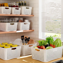 XiYing Plastic Storage Basket with Handles – Large Open Box for Kitchen, Bathroom & Living Room, Compatible with Snacks, Veggies, Misc. Items
