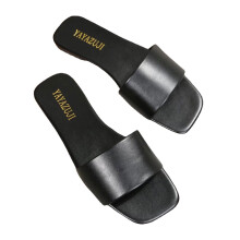 Women's Black Open-Toe Slides Size 9.5