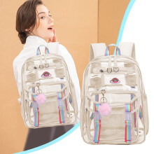 YZHMYR Transparent PVC Shoulder Bag – Large Capacity, Laptop Compartment, Adjustable Straps, for School, Beach, Travel, Office (Compatible with