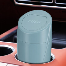 Car Bin Multifunctional Storage Can, Navy Mini Ashtray Trash Bin for Home & Auto, Plastic with Popper Lid, Easy to Clean & Space Saving