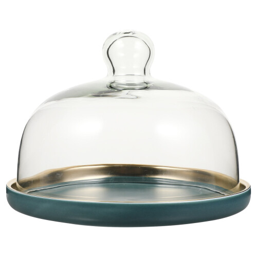 1 Set Cake Bread Sampling Plate Steak Holder Plate Pasta Plate With Glass Lid