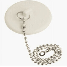 White Bead Chain Sink Stopper, Kitchen Wash Basin Drain Cover with Chain, Leak Proof Rubber Plug for Dishwashing Cleaning
