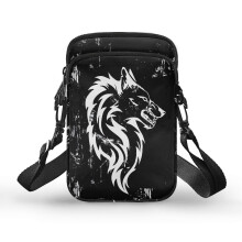 Fierce Wolf Crossbody Bags for Adults Lightweight Travel Crossbody Purse Polyester Double Zipper