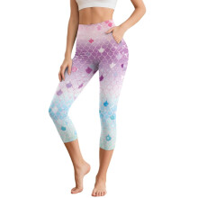 Fish Scale Printed Capri Leggings Athletic Yoga Pants High Waisted Workout Leggings for Sports Gym, 2XL