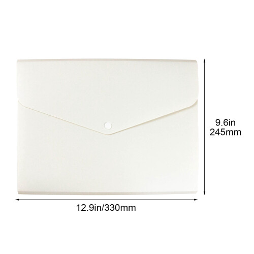 A4 Plastic Felt File Folder White 6-Compartment Button 1