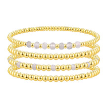 Heart Crystal Gold Bead Bracelet Set 6 Pieces
