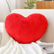 Red Heart Pillow Faux Rabbit Fur Cushion 12.9 x 9.8 inches