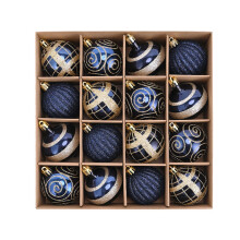 AuroraX Christmas Ball Ornaments Navy Glitter 16-Pcs