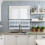 Boho Kitchen Curtain Set Teal Grey Geometric Stripes 3 pcs 6