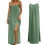 Women's sleeveless backless green flowy dress with split hem 1