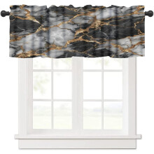 Marble Valance Curtains White Black Jade Foil Texture