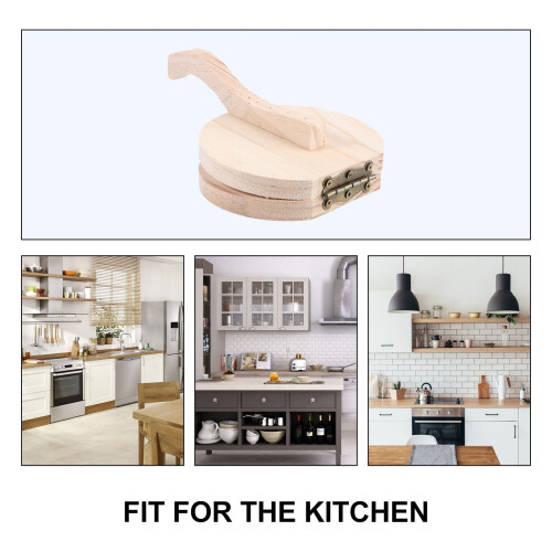 Topbathy 1Pc Dumpling Press Wooden Wrapper Maker Tool Khaki with Handle for Simple Home Use 2