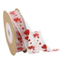 Valentine's Day Heart Print Grosgrain Ribbon 0.59" x 32.8ft – Craft, Gift Wrapping, DIY, Wedding & Anniversary Decor