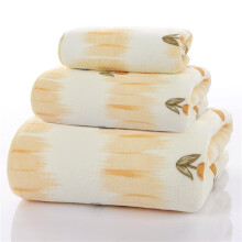 Coral Velvet Bath Towel Set 3-Piece Yellow Washcloth 30x30cm