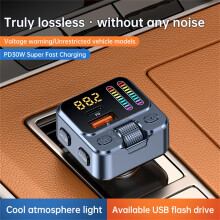 Bluetooth 5.3 FM Transmitter w/ 42W PD Charger, Wireless AUX/USB, Hands-Free Calls, Beat Sync LED – Compatible with Car Stereo