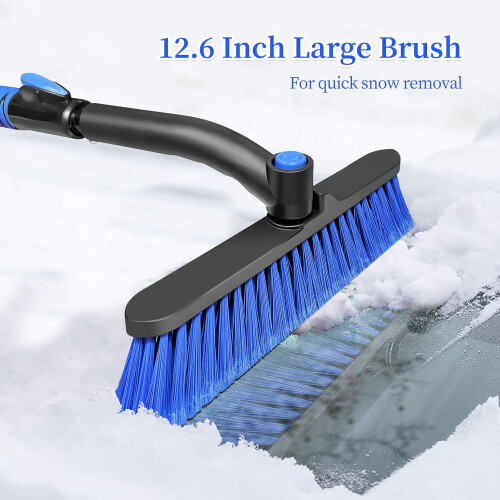 Snow Brush and Ice Scraper 51 Inch Extendable Blue Foam Grip 2
