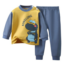 Boys Girls Pajama Set Cotton Cartoon Print Navy 1-2 Years
