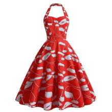 Rockabilly halter dress sleeveless retro cocktail dress XXL