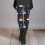 Dame polyester blomsterankelleggings blå XXL 5