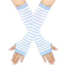 Women's striped fingerless gloves, knitted arm warmers,