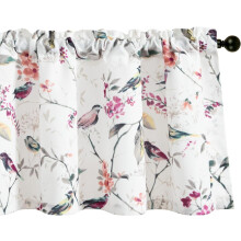 Purple Birds Vines Window Valance, 52x18", Rod Pocket, Semi-Blackout, Vintage Style – Compatible with Standard Rods