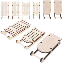 FRCOLOR Wooden Mini Sleigh Set Beige 9-Piece Christmas