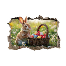 Happy Easter Bunny Window Clings 1 Sheets, Rabbit Eggs Flower Wall Stickers Decal Decorations, Spring Floral Butterfly Living Room Home Kitchen Decor