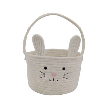 Easter Basket, Hand Woven Easter Bunny Baskets With Handle, Portable Multiuse Desktop Storage Gifting Basket Gift For Boys Girls A-23x20x14cm