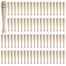 Unfinished Wooden Baseball Bats 0.4"x1.9" 100 PCS