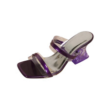 Women's Purple Heeled Sandals Open-Toe Block Heel Size EU 37