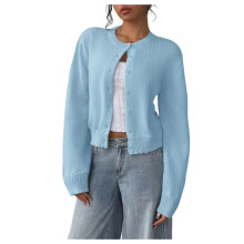 Women's knitted button-down cardigan sweater long sleeve