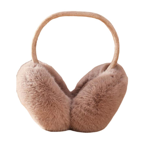 Khaki Winter Earmuffs Foldable Soft Puffy Ear Protection