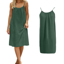 Women's Casual Sleeveless Open-Back Flowy Dress Green