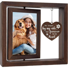 Pet Memorial Photo Frame Wooden Double-Sided Rotating 4x6
