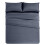 Bedding Set Dark Blue KING 4-Piece Polyester 1