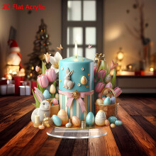 Cute Easter Rabbit Egg Ornament 2D Flat Acrylic Statue Desk Decoration Spring Desktop DIY Crafts Indoor Home Table Centerpiece Holiday Party Decor