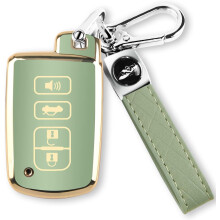 Toyota Key Fob Cover TPU 4-Button with Keychain Golden Edge