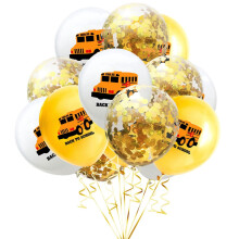 School Bus Printing Balloons Latex Round 15 pcs 12 in