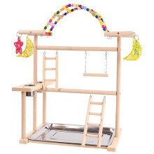 Parrot Playstand with Wooden Perch and Gym Accessories