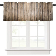 Rustic Wooden Valance Curtain Brown Barn Door Style 54x18
