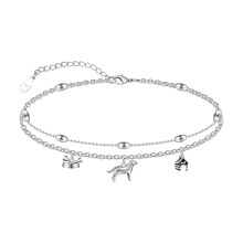 Fijn gelaagd enkelbandje van sterling zilver, 27,4 cm, kabel
