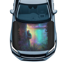 Stretch Polyester Car Hood Cover Protector Film – Savage Spaceship Design, Easy Install, All-Season Protection, Compatible with Most Cars