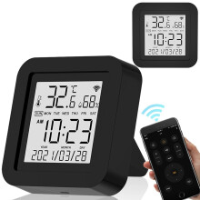 Smart WiFi Temperature Humidity Monitor, Wireless Temperature Humidity Sensor with APP Notification Alerts & IR Intelligent Remote Control (Black)